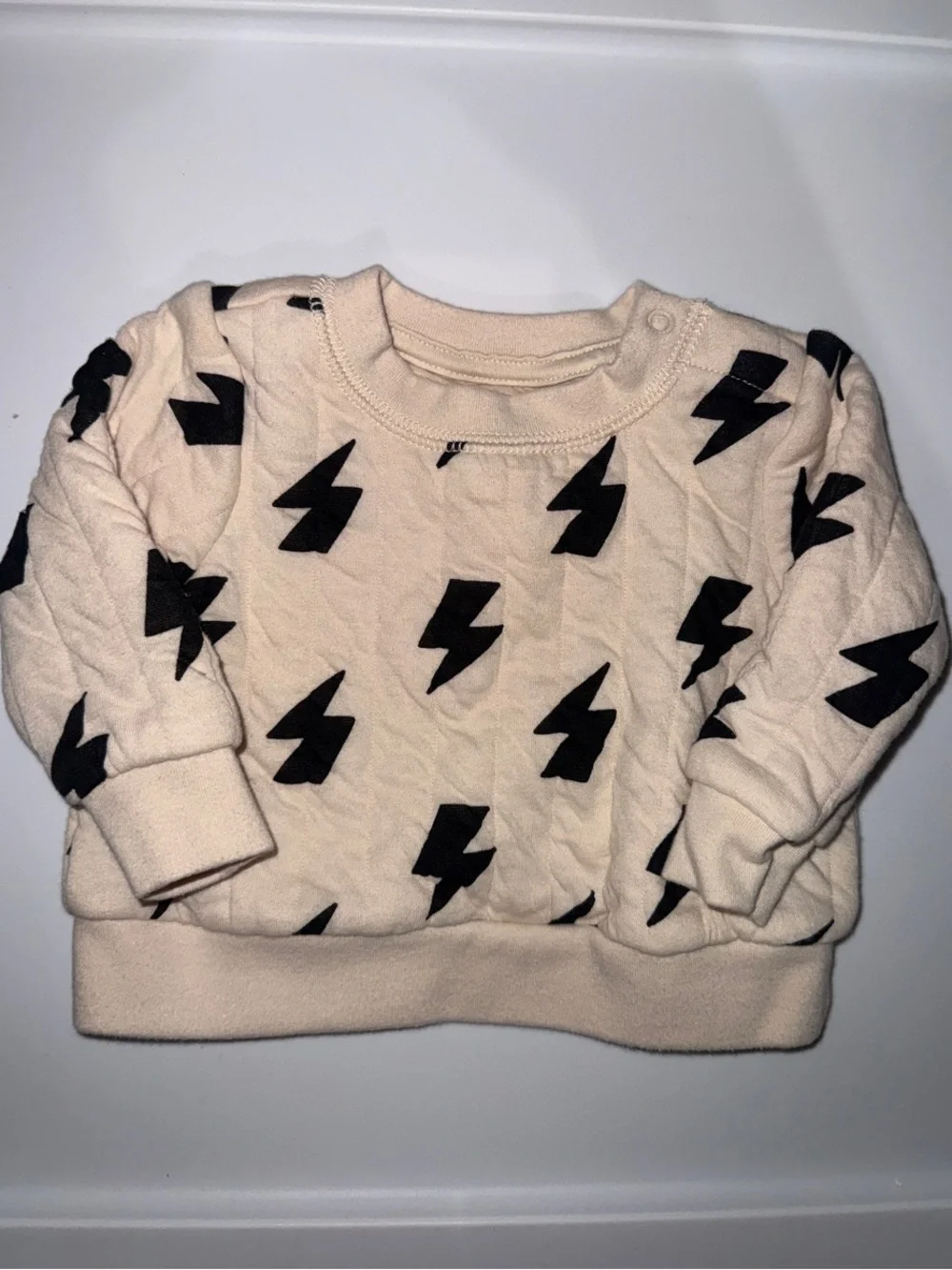 Cat & Jack Cream Sweatshirt with Black Lightning Bolts